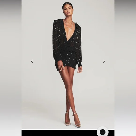 Retrofete Black Mini Dress with Silver Accents - Picture 5 of 6